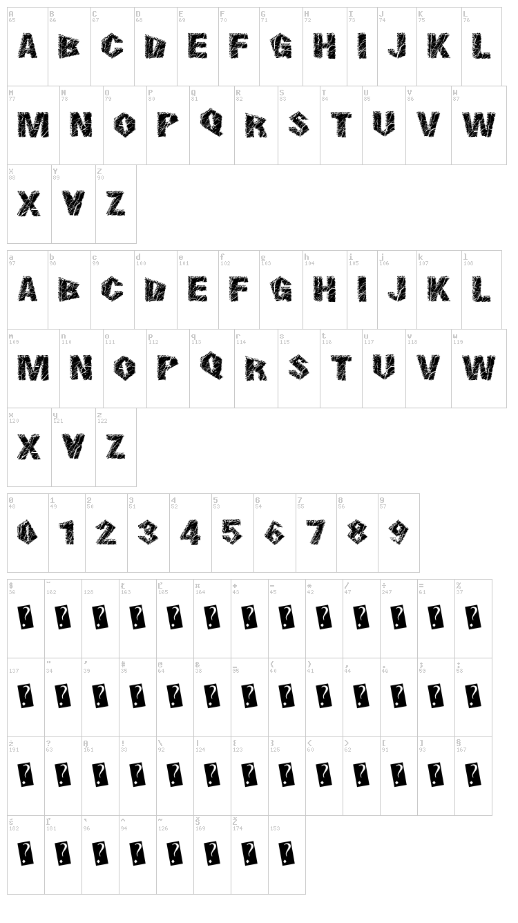 Smoking Cracks font map